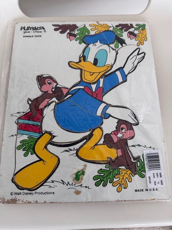 Playskool Other - Vintage Disney Donald Duck Playskool Wooden Tray Puzzle 9 Piece USA Rare